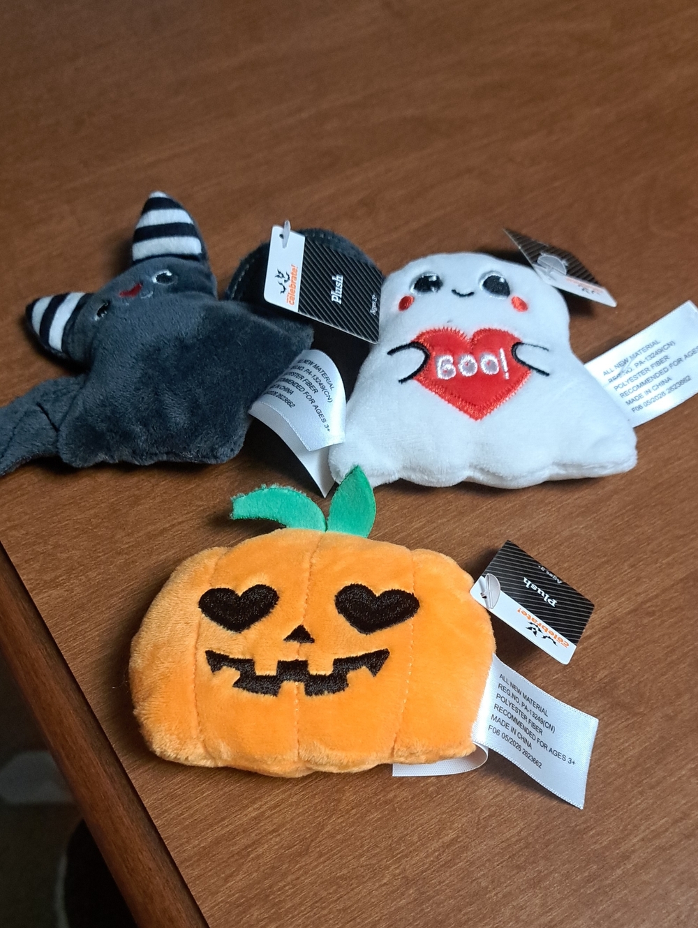 Celebrate It Plush Halloween Trio - Orange Pumpkin, White Ghost & Gray Bat